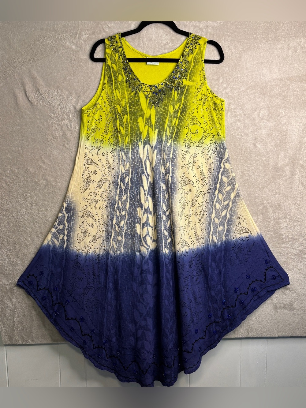 Shoreline Yellow Cream & Blue Ombre Sleeveless Midi Dress